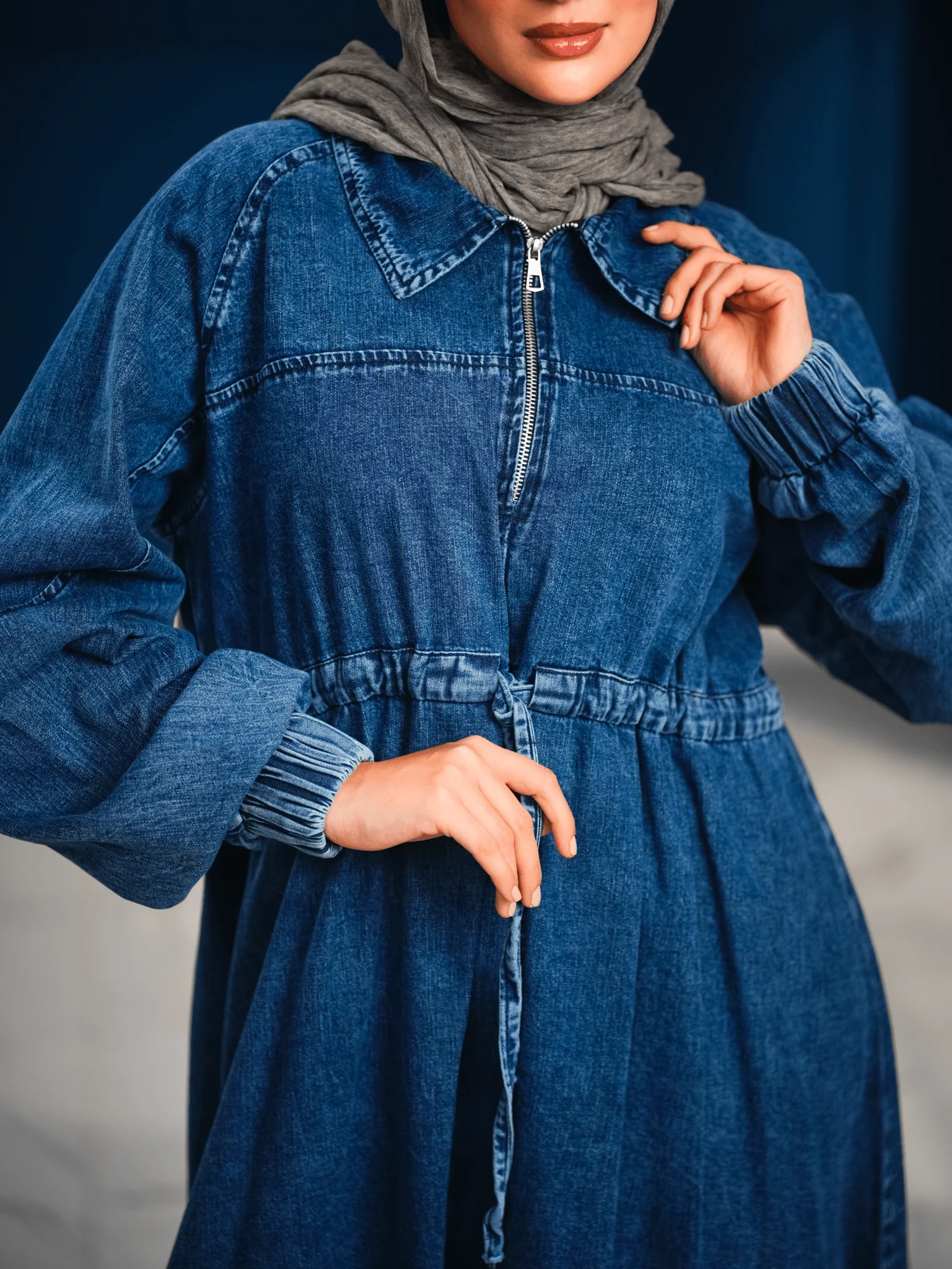 Dark Blue Denim Dress - Image 3