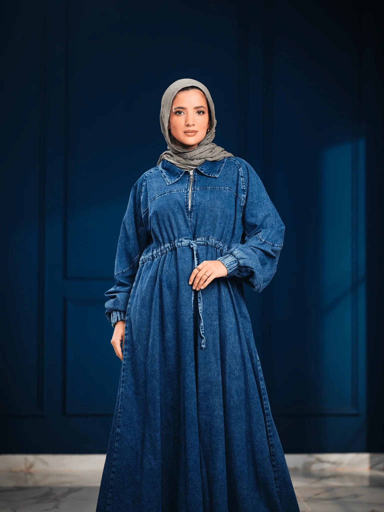 Dark Blue Denim Dress - Image 4