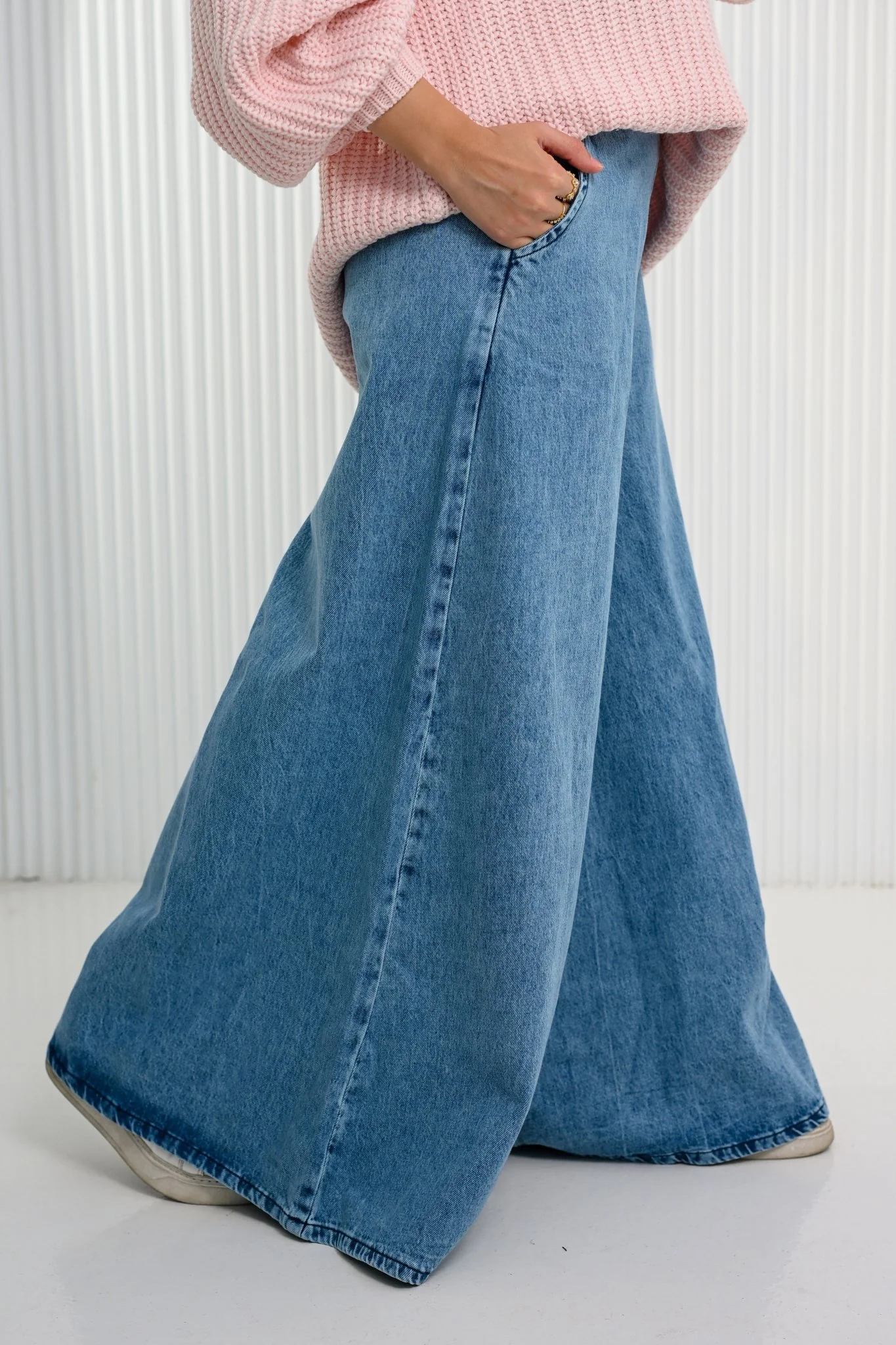 Blue Wide Wave Jeans Pants - Image 3