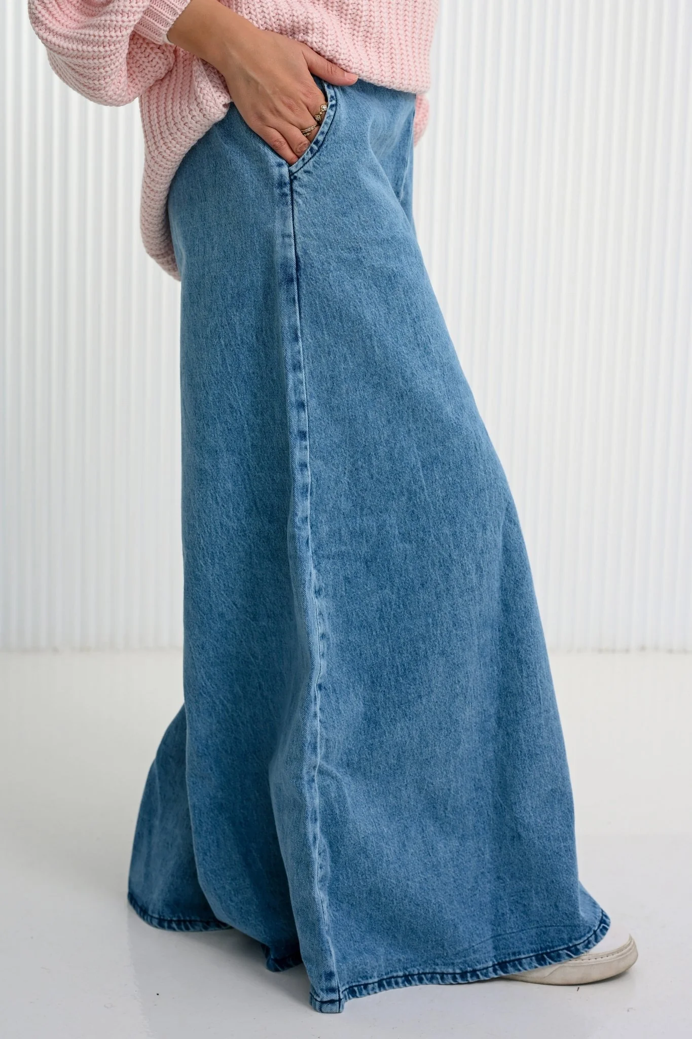 Blue Wide Wave Jeans Pants - Image 4